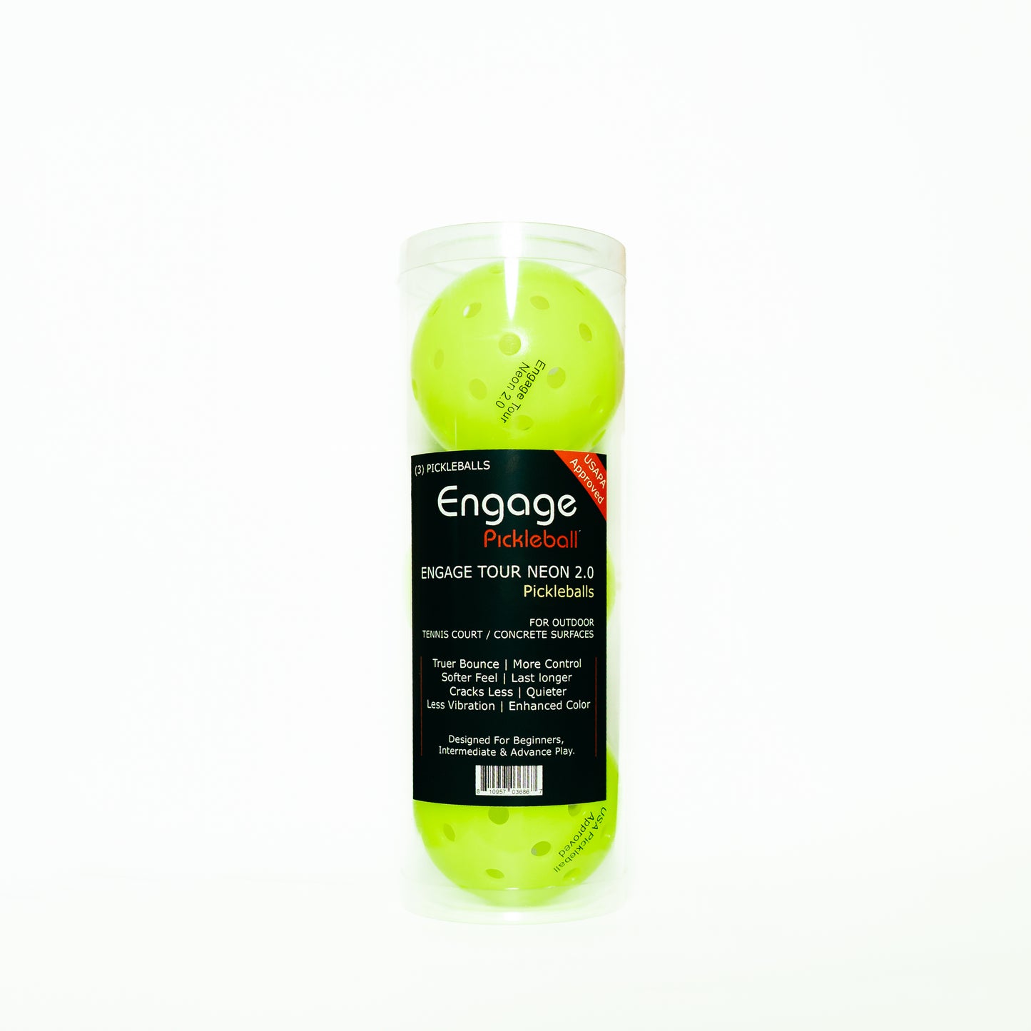 Engage Tour Neon 2.0 Pickleball - 3 Ball pack