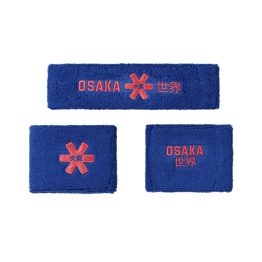 Osaka Sweatband Set - Princess Blue - Cayenne Red