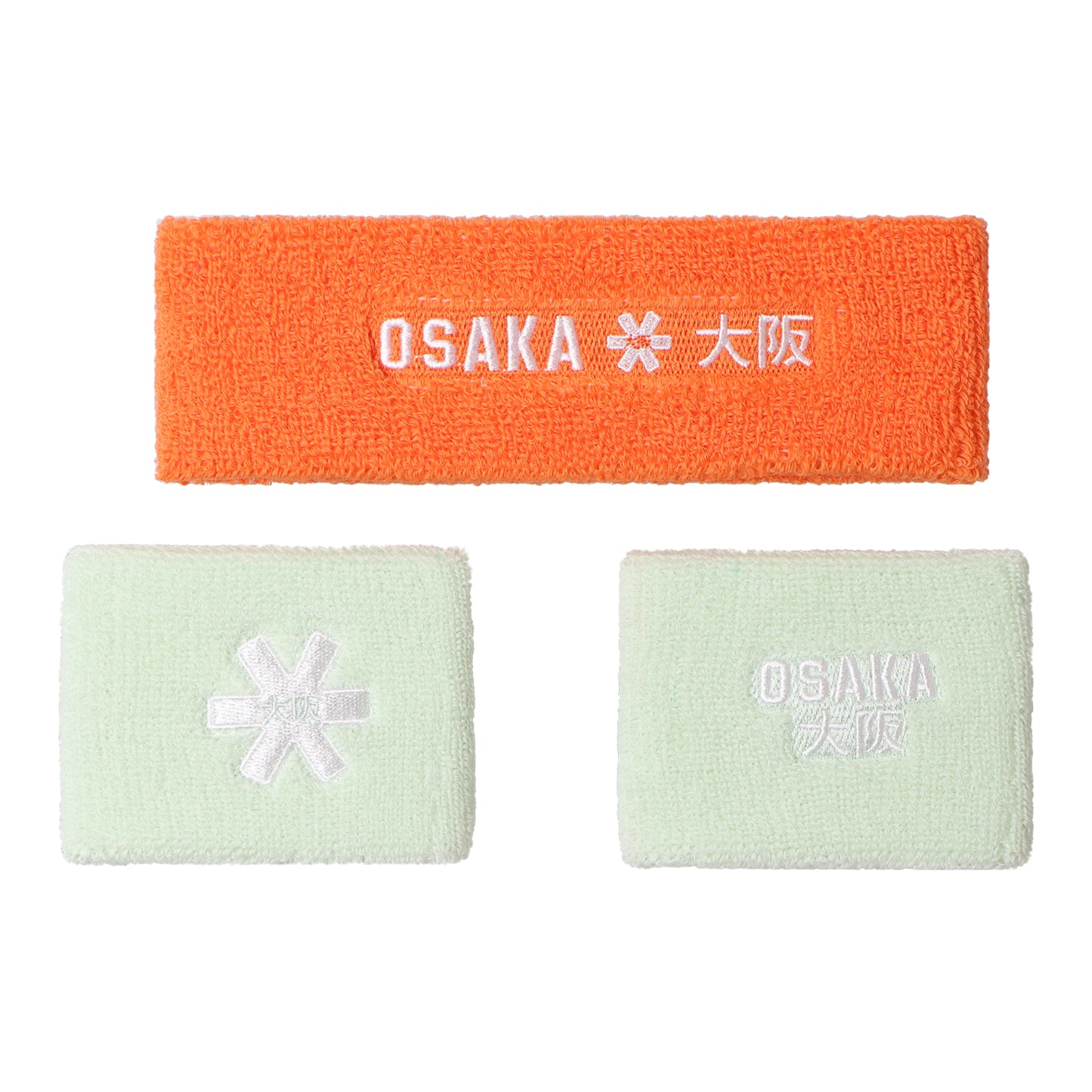 Osaka Sweatband Set - True Orange - Opal Green