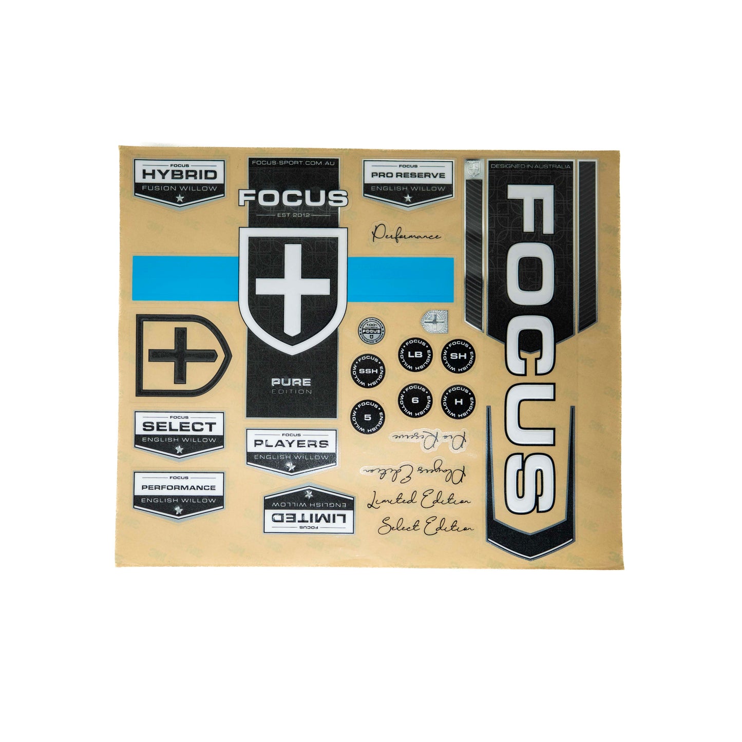 Focus Cricket Bat Sticker Set - Pure
